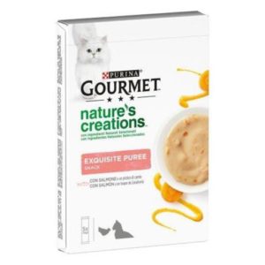 Υγρή Τροφή για Ενήλικες Γάτες Gourmet Nature s Creations Puree με Σολομό και Καρότα 5x10gr