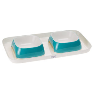 Πλαστικός Δίσκος με Μπολ Ferplast Glam Tray Λευκό/Μπλε, Small, Διαστάσεων: 40 x 23 x H 5,5 cm 0,8 lt