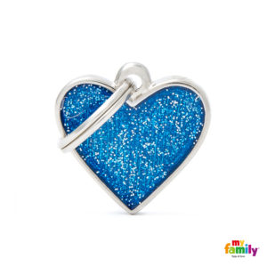 Ταυτότητα My Family Shine με Glitter σε Σχήμα Καρδιάς - Μπλε, Small, Διαστάσεων: 2.8X2.5cm