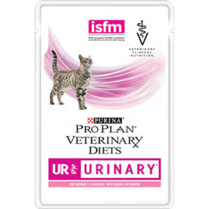 Υγρή Τροφή Purina Ur Urinary Eπιστημονικά σχεδιασμένη για να βοηθήσει στη διατροφική διαχείριση της Νόσου του Κατώτερου Ουροποιητικού της Γάτας (FLUTD) σε Φακελάκι με Κομματάκια Σολομού και Σάλτσα 85 Gr