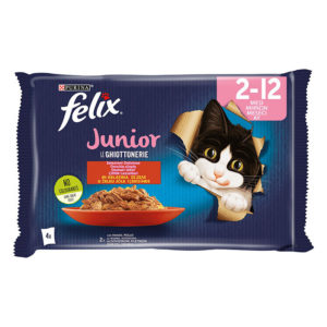 Υγρή Τροφή για Γατάκια Felix As Good As It Looks Junior Πολυσυσκευασία (4 Τεμ. x 85gr) με Βοδινό & Κοτόπουλο σε Ζελέ Economy Pack (3 Πολυσυσκευασίες)