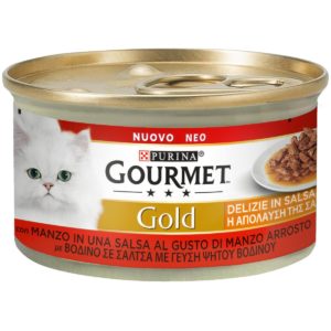 Υγρή Τροφή για Ενήλικες Γάτες Purina Gourmet Gold Delight Σάλτσα με Μοσχάρι 85gr
