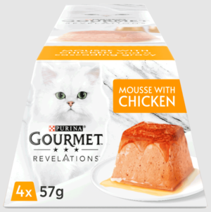 Υγρή Τροφή Purina Gourmet Revelations για Γάτες σε Μους με Κοτόπουλο, 4 Τεμ. x 57gr
