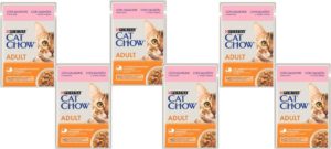Υγρή Τροφή Cat Chow Adult, Πλήρης Τροφή για Ενήλικες Γάτες με Σολομό & Πράσινα Φασολάκια σε Ζελέ 85gr Economy Pack 6 Τεμ. x 85gr