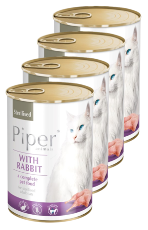 Κονσέρβα Piper Cat Adult Sterilized, Κουνέλι, Economy Pack 4 Τεμ. x 400gr