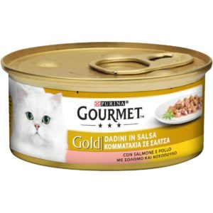 Υγρή Τροφή για Ενήλικες Γάτες Purina Gourmet Gold Κομματάκια σε Σάλτσα με Κοτόπουλο και Σολομό 85 gr