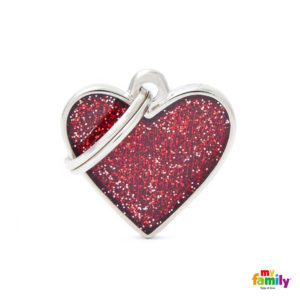 Ταυτότητα My Family Shine με Glitter σε Σχήμα Καρδιάς Κόκκινο, Small, Διαστάσεων:2.8x2.5cm