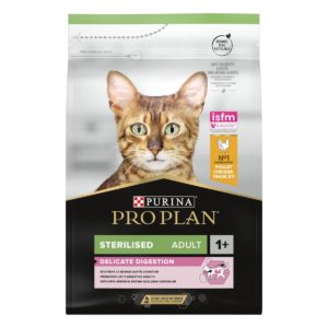 Ξηρά Τροφή Purina Pro Plan Sterilised Delicate Digest Optidigest Cat για Yγιή Πέψη σε Στειρωμένες Ενήλικες Γάτες, με Κοτόπουλο 3kg