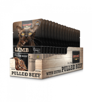Υγρή Τροφή Φακελάκι Leonardo Lamb + Pulled Beef Ζουμερό πατέ από κοτόπουλο, σε συνδυασμό με λαχταριστές ίνες σιγομαγειρεμένου βοδινού και λάδι σολωμού Economy Pack 4 Τεμ. x 70gr