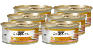 Υγρή Τροφή για Ενήλικες Γάτες Purina Gourmet Gold Η Καρδιά της Γεύσης με Σολομό Economy Pack (6 Τεμ. x 85gr)