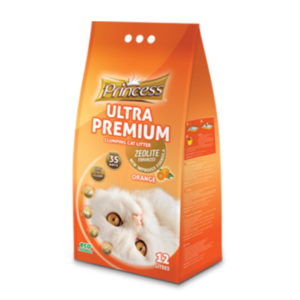 Άμμος γάτας από ζεόλιθο Princess Zeolite Ultra Premium με Άρωμα Πορτοκάλι 12lt