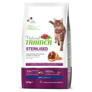 Ξηρά Τροφή Natural Trainer Adult Cat Sterilised Προσούτο 10kg + Δώρο 1.5kg