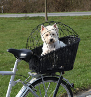 Ψάθινο Καλάθι Μεταφοράς Σκύλου για το Ποδήλατο Trixie, Διαστάσεων:35x49x55cm, Μαύρου χρώματος με μέγιστο βάρος κατοικίδιου έως 12kgr