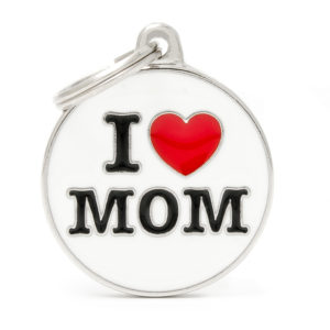 Στρογγυλή Ταυτότητα My Family Charms I Love Mom Λευκό, Διαστάσεων: 3.93x3.17cm