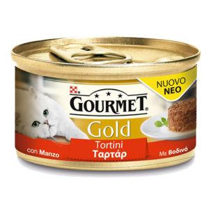 Υγρή Τροφή για Ενήλικες Γάτες Purina Gourmet Gold Ταρτάρ με Βοδινό Economy Pack 6 Τεμ. x 85 gr