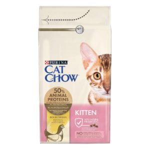 Ξηρά Τροφή Purina Cat Chow Kitten Πλήρης Τροφή για Γατάκια. Κατάλληλη Επίσης για Γάτες που Εγκυμονούν και Θηλάζουν Πλούσια σε Κοτόπουλο 1.5kg