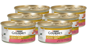 Υγρή Τροφή για Ενήλικες Γάτες Purina Gourmet Gold Μους με Πέστροφα και Ντομάτα, Economy Pack 6 Τεμ. x 85gr