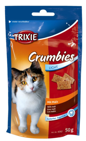 Λιχουδιά για Γάτες Trixie Crumbies με Βύνη 50gr που βοηθά τη φυσική αποβολή των τριχόμπαλων και τέλος στα συμπτώματα δυσκοιλιότητας και δυσπεψίας