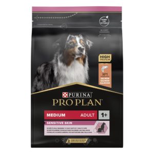 Ξηρά Τροφή Purina Pro Plan Medium Adult Sensitive Skin με Optiderma για Ενήλικους Σκύλους Μεσαίου Μεγέθους με Ευαίσθητο Δέρμα, Πλούσια σε Σολομό 3Kg