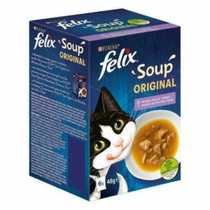 Υγρή Τροφή Σούπα για Ενήλικες Γάτες Felix Soups Πολυσυσκευασία (6 Τεμ. x 48gr) με Βοδινό, Κοτόπουλο & Τόνο
