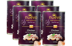 Κονσέρβα για Γατάκια Nuevo με Κοτόπουλο, Ρύζι & Έλαιο Σολομού Economy Pack 6 Τεμ. x 400gr