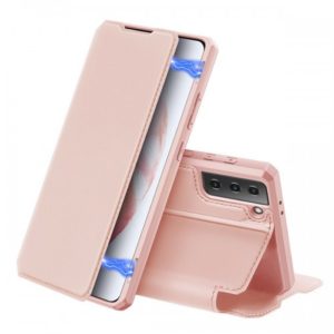 Dux Ducis Skin X Δερμάτινη Μαγνητική Θήκη Πορτοφόλι με Βάση Στήριξης για Samsung S21 5G - Ροζ