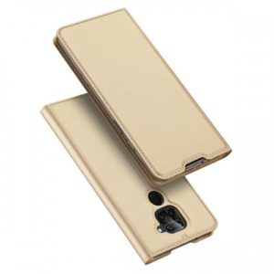 Dux Ducis Skin Pro Δερμάτινη Μαγνητική Θήκη Πορτοφόλι με Βάση Στήριξης για Xiaomi Redmi Note 9 - Gold
