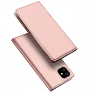 Dux Ducis Skin Pro Δερμάτινη Μαγνητική Θήκη Πορτοφόλι με Βάση Στήριξης για iPhone 11 - Ροζ