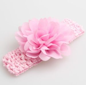 Βρεφική κορδέλα Ροζ Charming Girl Child Flower Floral Shape Chiffon Knitting Elastic Headwear Headband