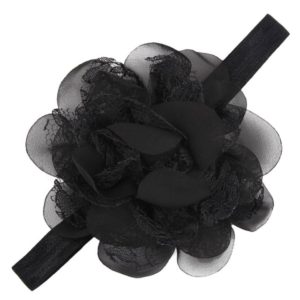 Βρεφική κορδέλα μαύρη με λουλούδι και δαντέλα