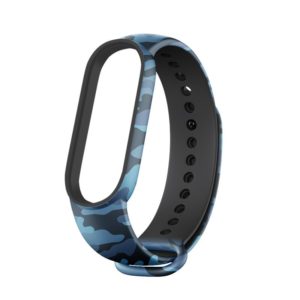 Replacement Camo Silicone Wristband TPU Strap Bracelet Bangle For Xiaomi Mi Band 6 Mi Band 5 Camo Blue