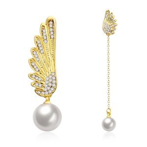 Σκουλαρίκια με Πέρλα - Pearl Earrings Dripping Oil WhiteGold Plating Χρυσό