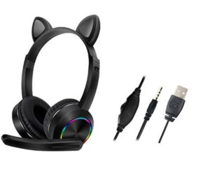 AKZ-K20 Ακουστικά - Cat ear headset ενσύρματα led light Μαύρο