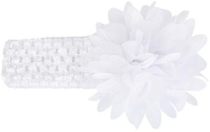 Βρεφική κορδέλα Λευκή Charming Girl Child Flower Floral Shape Chiffon Knitting Elastic Headwear Headband