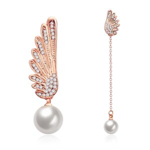 Σκουλαρίκια με Πέρλα - Pearl Earrings Dripping Oil WhiteRose Gold Plating Ροζ Χρυσό