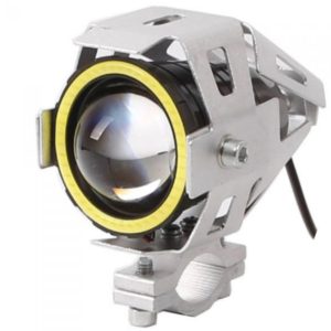 Αδιάβροχος προβολέας μοτοσυκλέτας 2.75 ίντσες Cree LED U7 Angel Eye με λευκό φως στεφάνης ασημί χρώματος 1 τεμ. IP67 OEM
