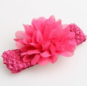Βρεφική κορδέλα Φούξια Charming Girl Child Flower Floral Shape Chiffon Knitting Elastic Headwear Headband