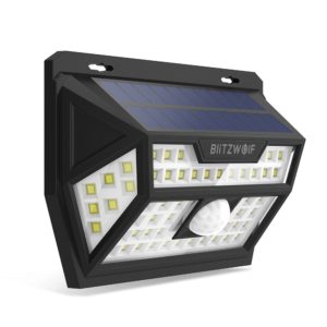 Blitzwolf® BW-OLT1 Solar Wall Lamp with 270° Wide Lighting Area 62 Bright LEDs 120° PIR Sensor IP64 Waterproof 2200mAh High Capacity and Easy Installation