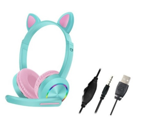 AKZ-K20 Ακουστικά - Cat ear headset ενσύρματα led light ΣιελΡοζ