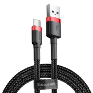 Baseus Cafule Cable Durable Nylon Braided Wire USB USB-C QC3.0 3A 1M black-red CATKLF-B91