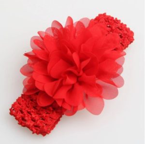 Βρεφική κορδέλα Κόκκινη Charming Girl Child Flower Floral Shape Chiffon Knitting Elastic Headwear Headband