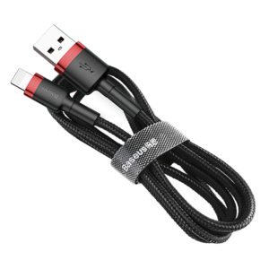Baseus Cafule Cable Durable Nylon Braided Wire USB Lightning QC3.0 2.4A 1M black-red CALKLF-B19