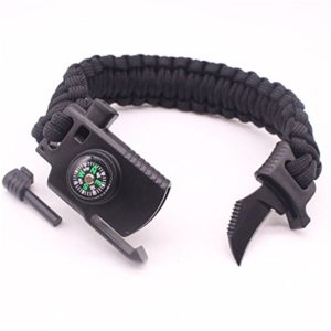 Knife Adjustable Paracord Survival Bracelet Gear 500LB Outdoor Hiking Travelling Black