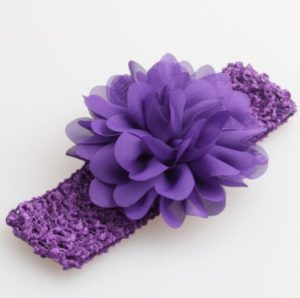 Βρεφική κορδέλα Μωβ Charming Girl Child Flower Floral Shape Chiffon Knitting Elastic Headwear Headband