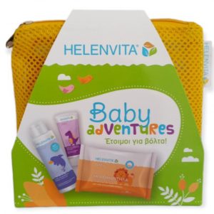 Helenvita Baby Adventures, Σετ με Baby all Over Cleanser 100ml+Baby Nappy Rash Cream 20ml+Baby Μωρομάντιλα 20τμχ,
