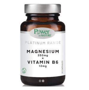 Power Of Nature Platinum Range Magnesium 350mg + Vitamin B6 12mg 30 κάψουλες.