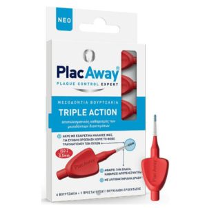 PlacAway Triple Action Μεσοδόντια Βουρτσάκια 0.5mm σε χρώμα Κόκκινο 6τμχ