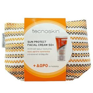 Tecnoskin Sun Protect Facial Cream 50+ Σετ με Αντηλιακή Κρέμα Προσώπου και ΔΩΡΟ Νεσεσέρ.