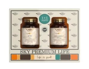 Sky Premium Life Zinc 25mg 60 ταμπλέτες Vitamin C 500mg 60 ταμπλέτες.