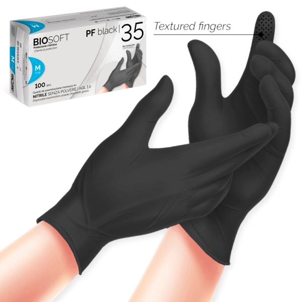 Biosoft XL Γάντια Νιτριλίου Χωρίς Πούδρα Μαύρα 100τμχ